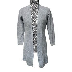 Light Gray Open-Front Long Cardigan Sweater